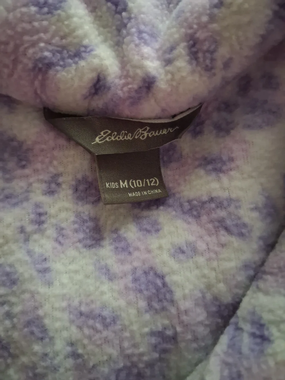 Girls Eddie Bauer Lavender and Purple Leopard Fleece Zip Pajama Top. Girls 10/12